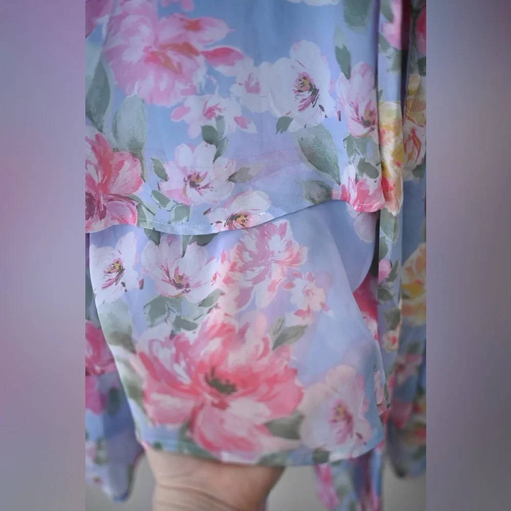 Womens Sz 6 Floral Tiered Midi-Dress - Chetta B - NWOT Pastel Easter - Picture 4 of 11